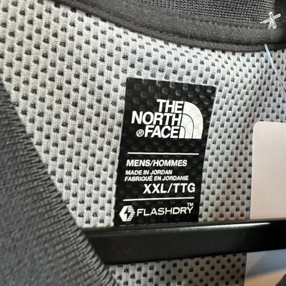 North Face Flashdry Gray Black Polo Shirt Golf Casual Short Sleeve Men 2XL